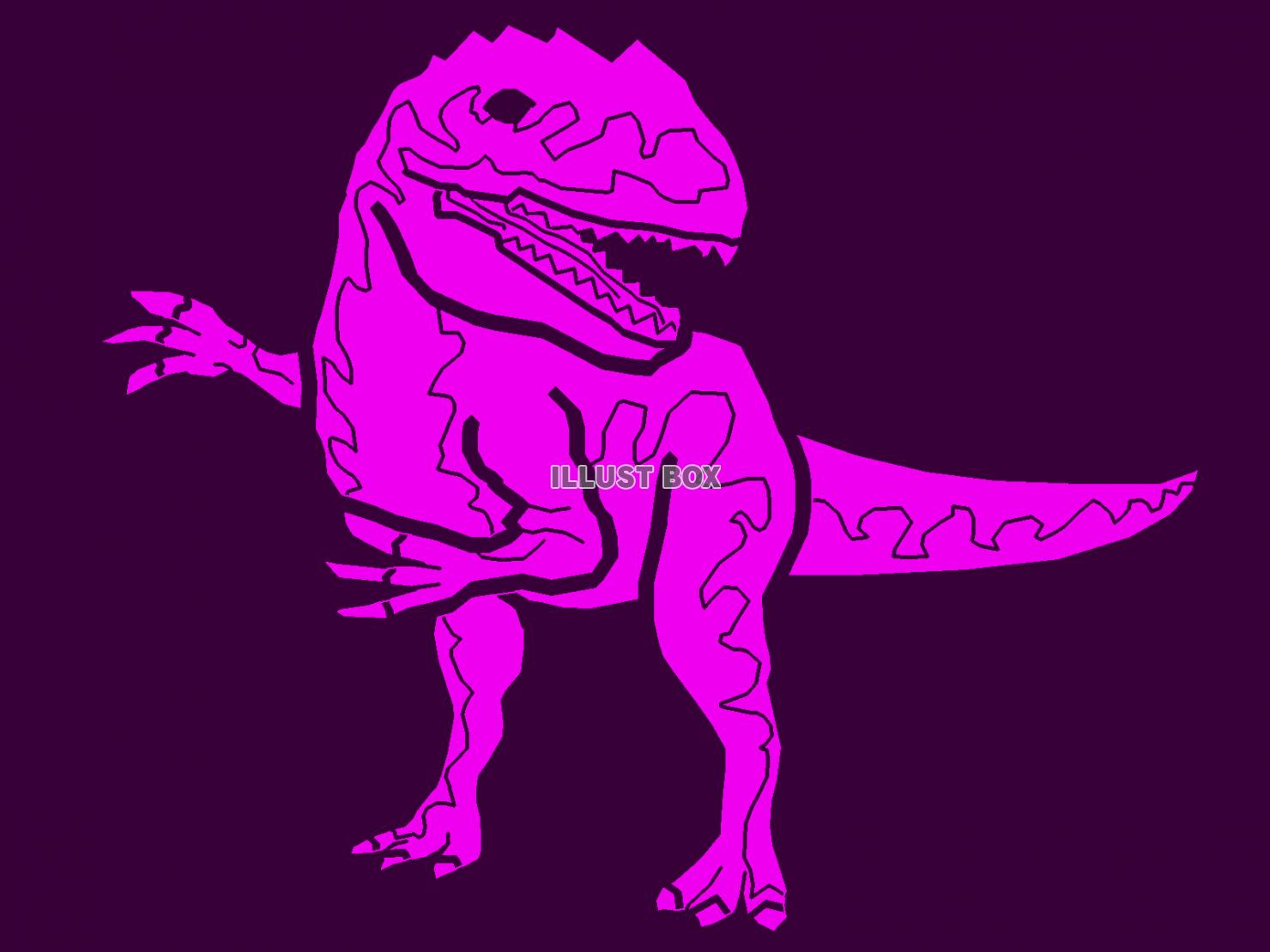 紫色モチーフのアロサウルスのシルエット