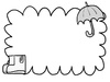 6月傘と長靴モノクロ　フレーム　枠素材