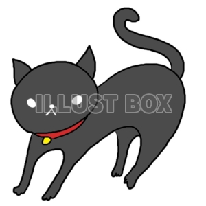 無料イラスト 黒猫の伸び