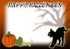 【フレーム　枠】ハッピーハロウィンシリーズ　06　カボチャと化け猫と妖しい木