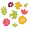 【ワンポイントイラスト】北欧デザインシリーズ　鳥と花と葉っぱ02