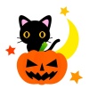 猫とかぼちゃお化け（ジャックランタン）のハロウィンイラスト