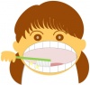 口を大きくあけて歯磨きゴシゴシ　女の子