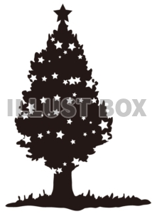 無料イラスト シルエット 星のクリスマスツリー