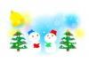 クリスマス・歌を歌う雪だるまのイラスト