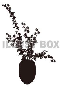 無料イラスト シルエット 植物シリーズ 鉢植えと花瓶 06