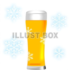 無料イラスト ビールグラスと雪の結晶