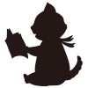 【シルエット】本を読むどうぶつ　本を読む猫