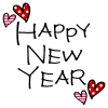 年賀状　”HAPPY　NEW　YEAR”　ハート付き
