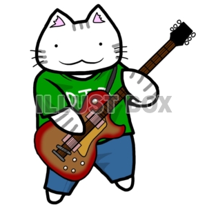 無料イラスト バンド猫 ギター