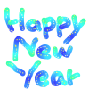 年賀状 happy new year（ブルー スター）【透過PNG】