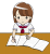 【透過ＰＮＧ】勉強する中学生　夏服