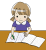 【透過ＰＮＧ】勉強する小学生　夏服