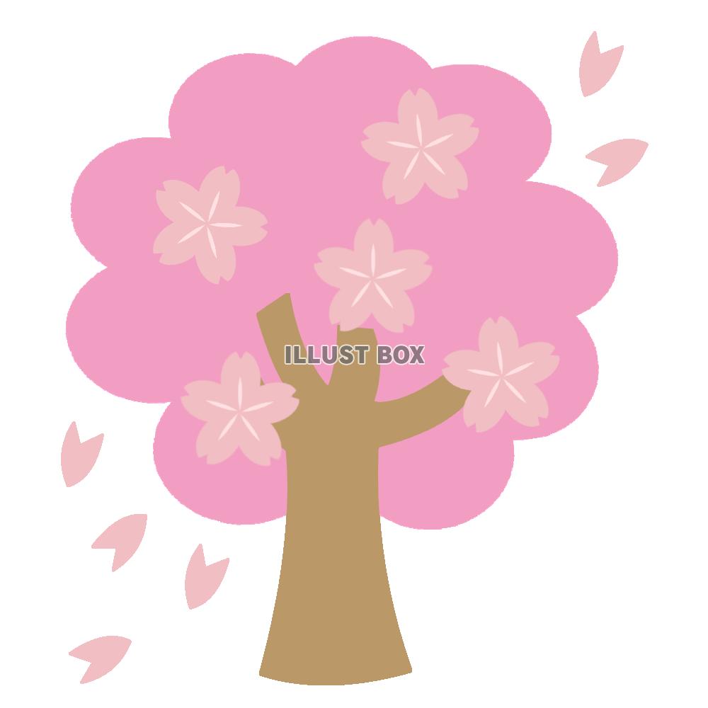 無料イラスト ポップな桜の木