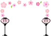 ひな祭り　ぼんぼりと桃の花のフレーム【透過PNG】