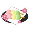 ひな祭りイラスト：三色団子と桃の花