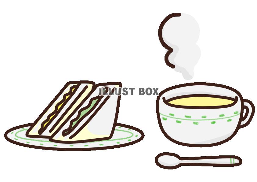 サンドイッチとスープ【透過PNG】