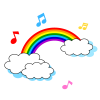 シンプルな虹と音符♪のイラスト