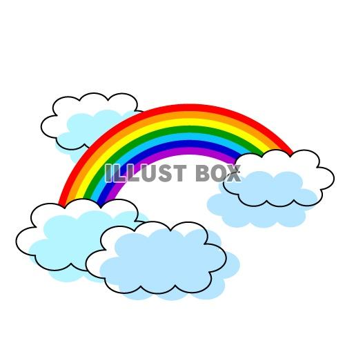 無料イラスト 虹と雲のイラストカット