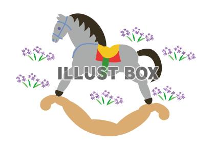 グレーの馬のロッキングホースのロゴ透過処理済み