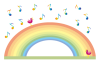 虹と小鳥と音符のグリーティングカード