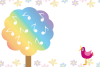 虹色の木と音符がコラボした可愛い透過処理のPOPカード