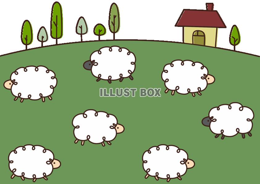 無料イラスト 年賀状素材 牧場の羊 透過png