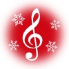 クリスマス　ト音記号と雪の結晶イラスト