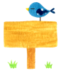 木の看板と青い鳥１【透過PNG】