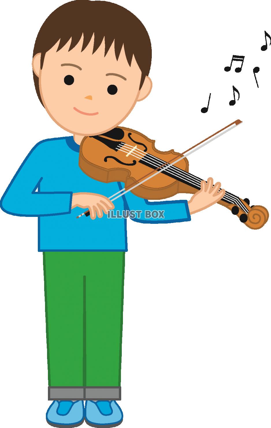 無料イラスト バイオリンを弾く男の子 透過png