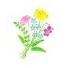 無料イラスト 春の花ブーケ水彩