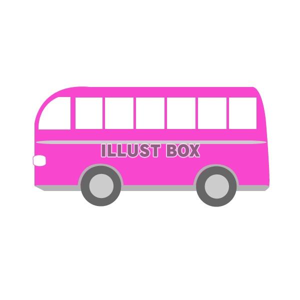 無料イラスト かわいいピンク色のバス
