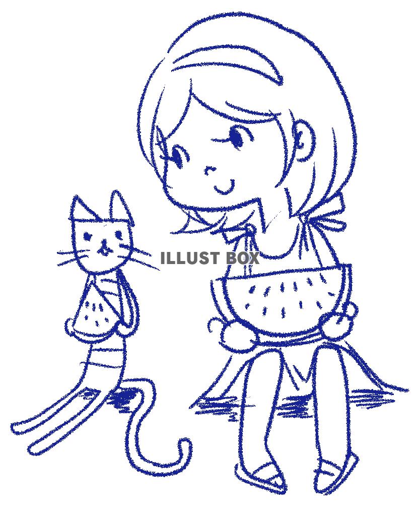 【透過png】女の子と猫