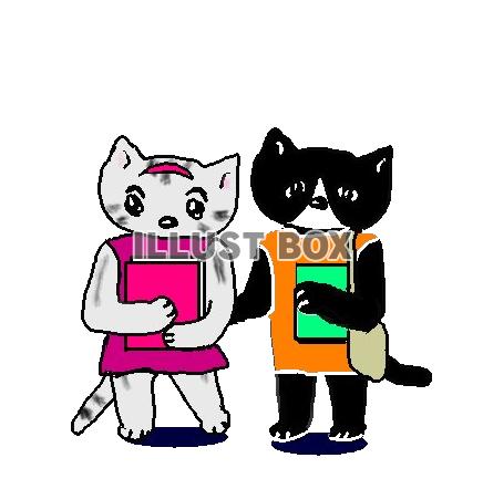 ねこまる＆くろ・・・女子大生になる【透過】PNG