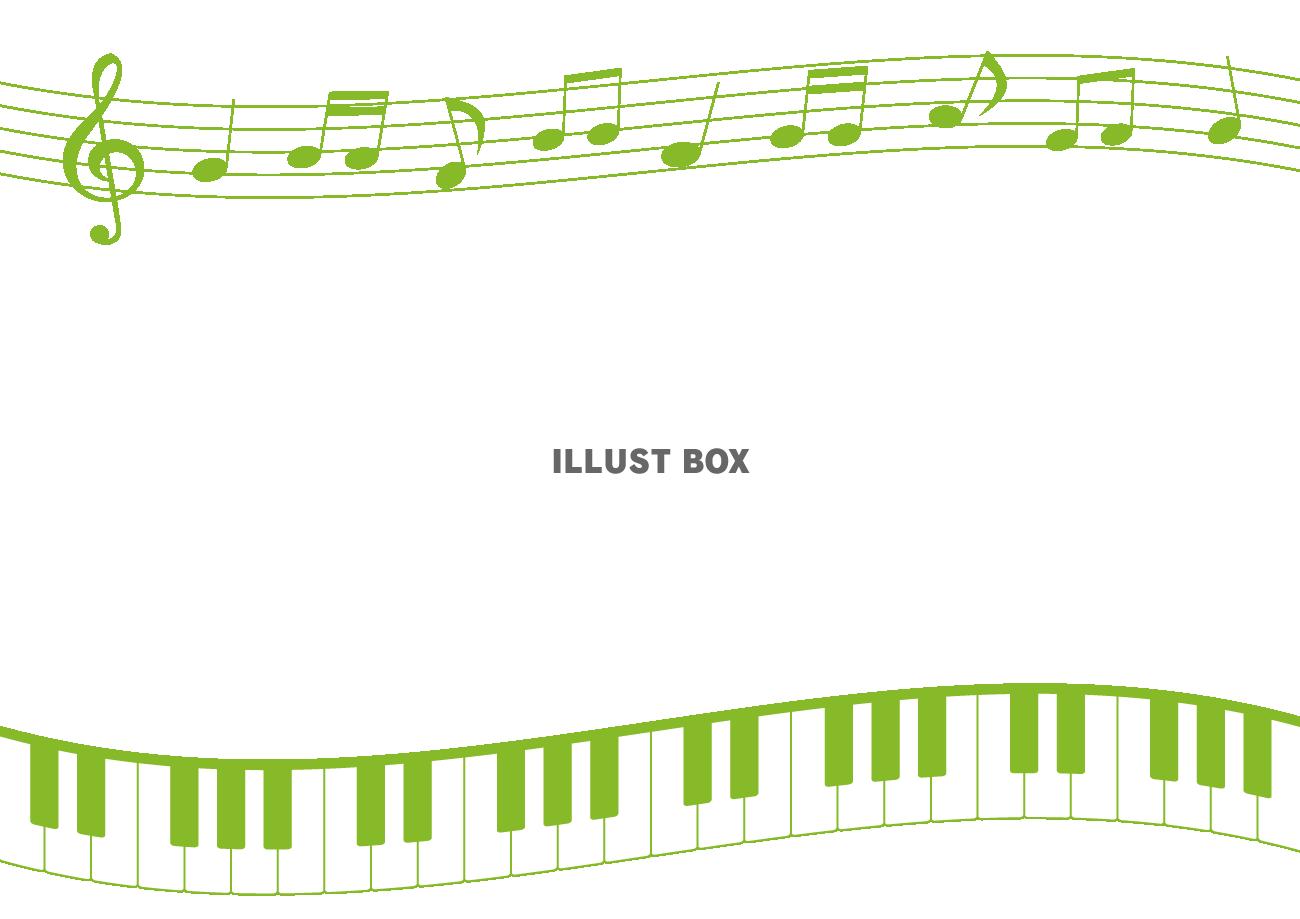 音符と鍵盤のフレーム(グリーン)