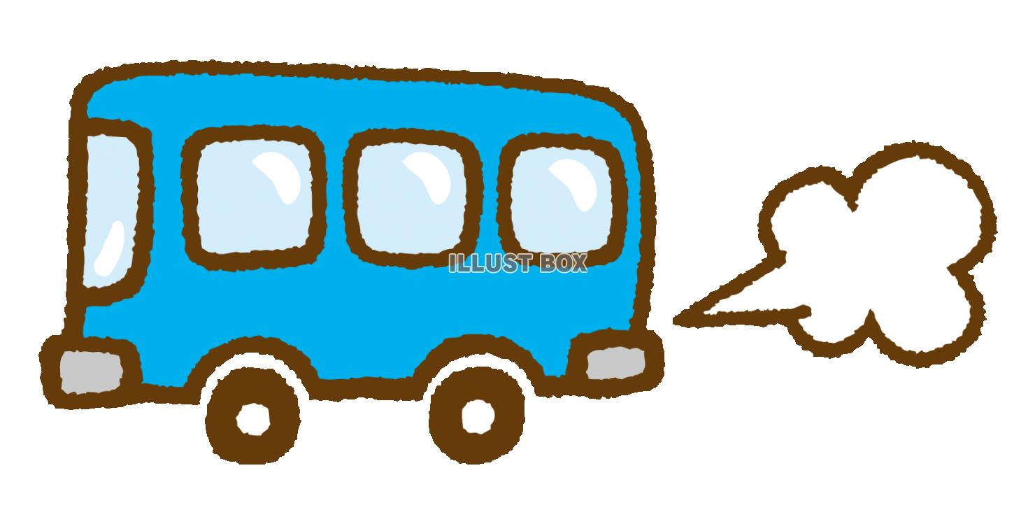 無料イラスト 可愛い手描きのバスとガス
