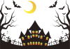 ハロウィンイラスト１の白抜き【透過PNG】