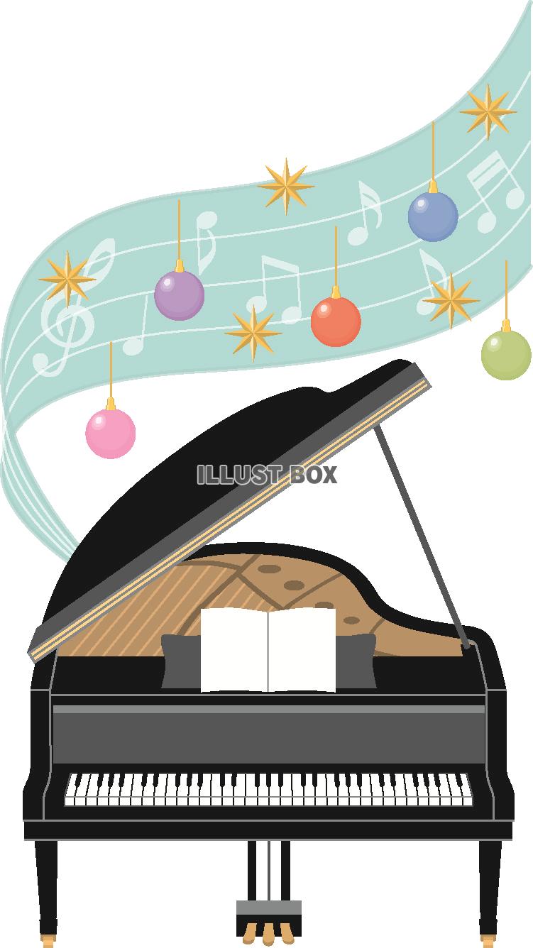 無料イラスト クリスマスのピアノ