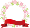 春植物赤色レッドリボンりぼん桜シンプル可愛いシルエット飾り装飾枠円丸フレーム【無