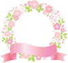 春植物ピンクリボンりぼん桜さくらシンプルシルエット飾り装飾枠円丸フレームリース【