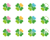 数字入りクローバーのアイコンセット