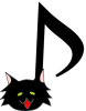 音符にゃんこ。モフモフの黒猫【PNG】