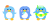 ペンギン３体イラスト　透過png