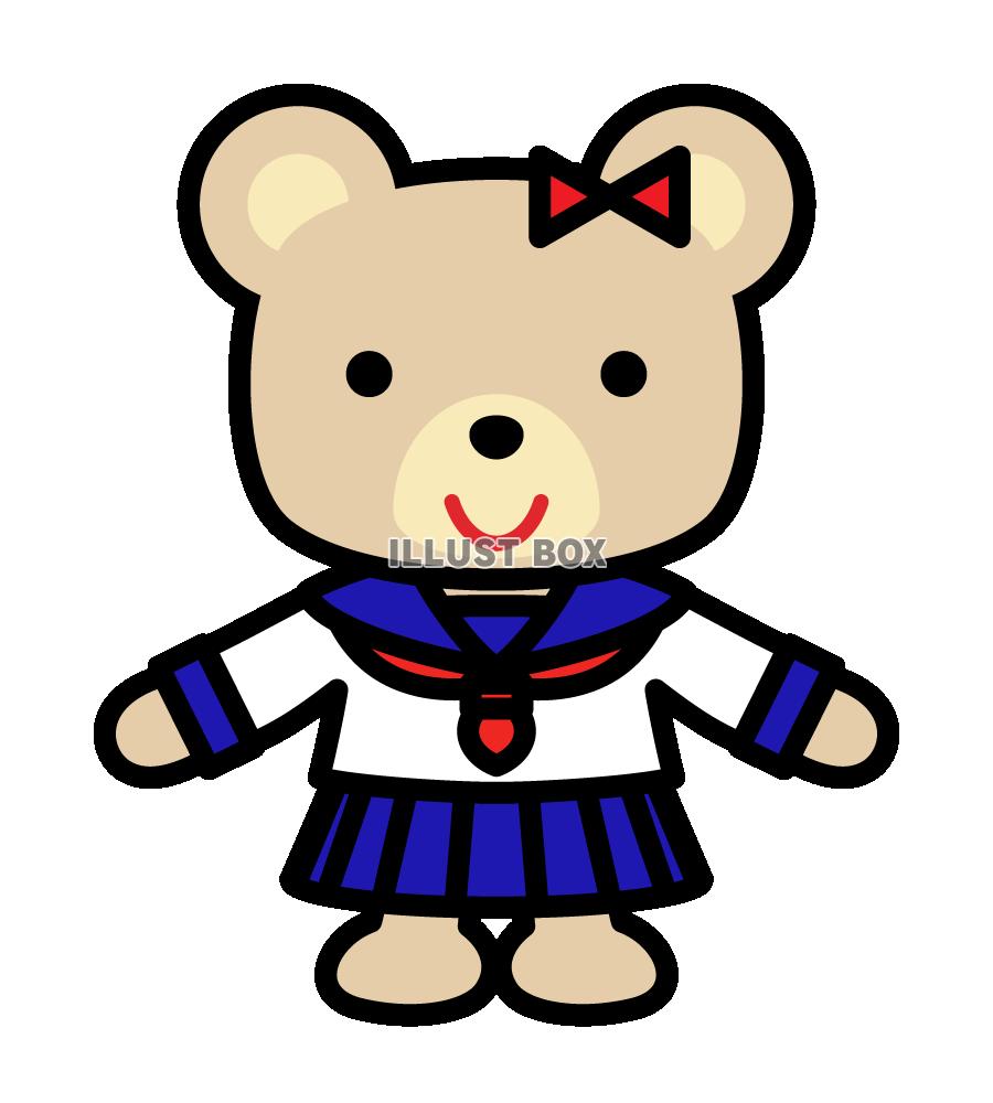 セーラー服を着ているクマ　(透過PNG)