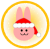 クリスマス　うさぎ　黄丸枠（透過PNG）