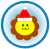 クリスマス　ライオン　青丸枠（透過PNG）