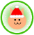 クリスマス　猫　緑丸枠（透過PNG）