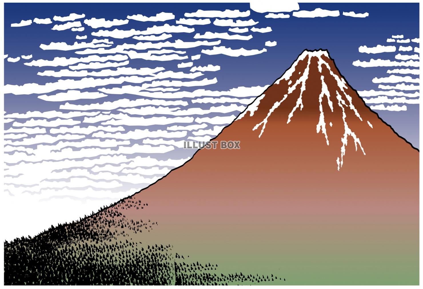 無料イラスト 富嶽三十六景 赤富士