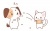 豆まきをしている猫・ぶつけられている犬のイラスト