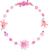 桜と桃と梅の花の円形フレーム